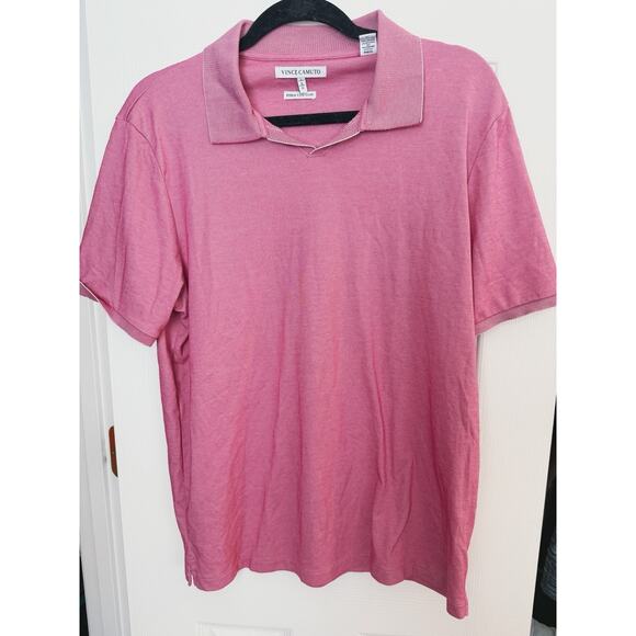 Vince Camuto Men's Polo Shirt Large Pink Pima Cotton Short Sleeve Lightweight - Picture 1 of 5